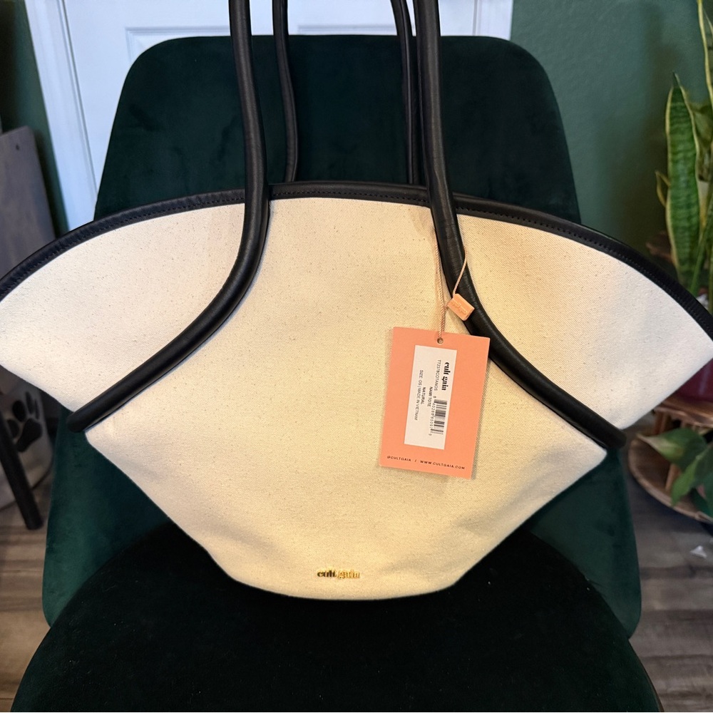 Cult Gaia Cream and Black Tote Bag